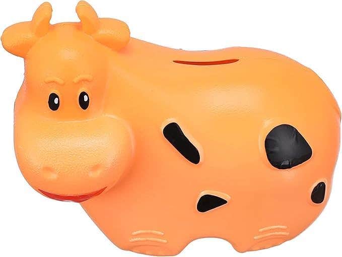 Kids Cow-Shaped Piggy Bank - Purple Plastic Money Box - Cute Cartoon Design - Savings for Children