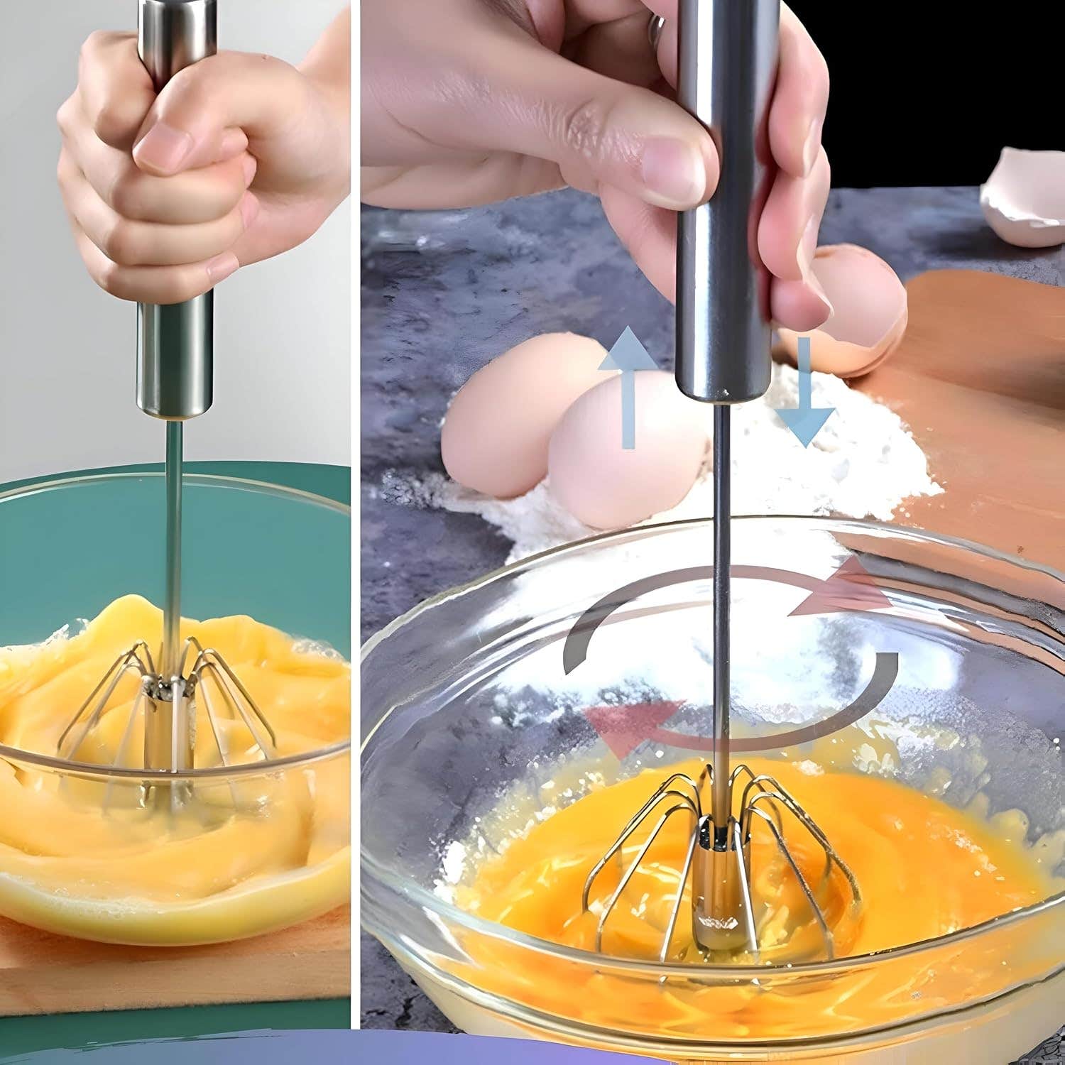 Stainless Steel Rotating Egg Beater - Premium Milk Frother for Coffee
