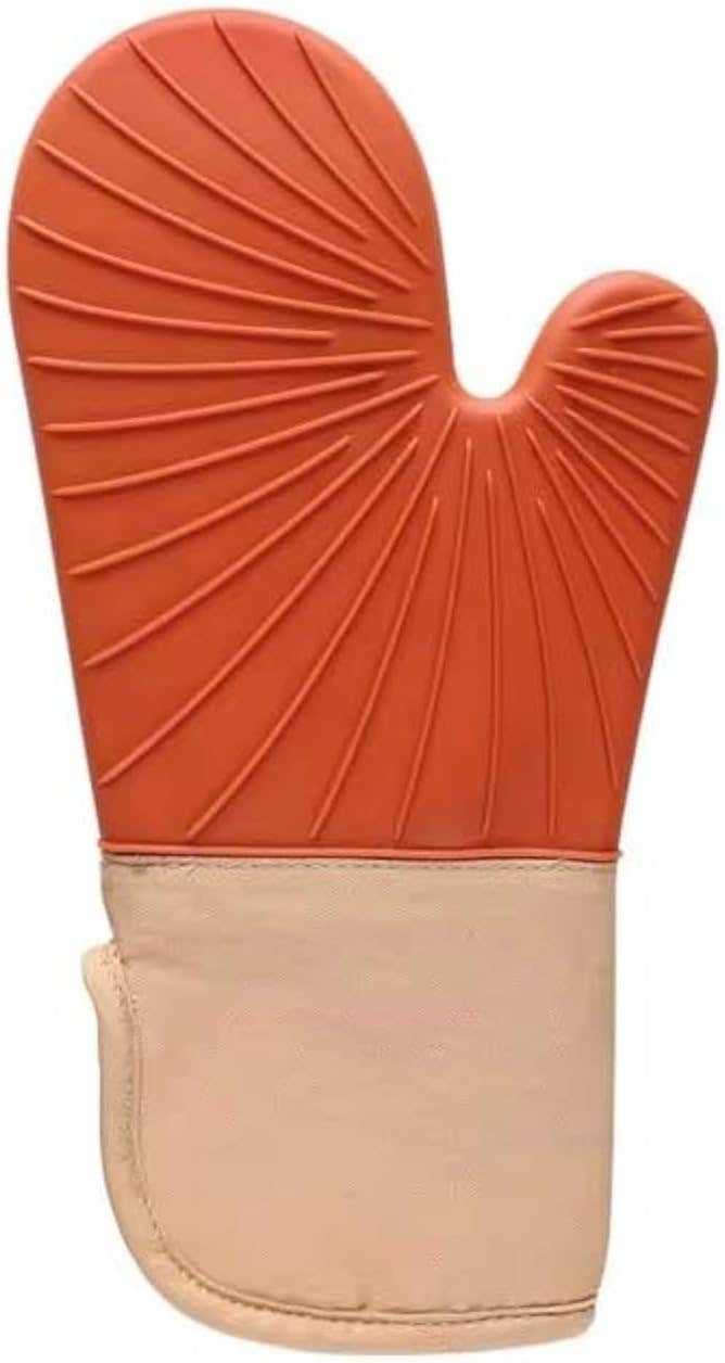 Silicone Padded Heat-Resistant Kitchen Gloves - Orange - Generic