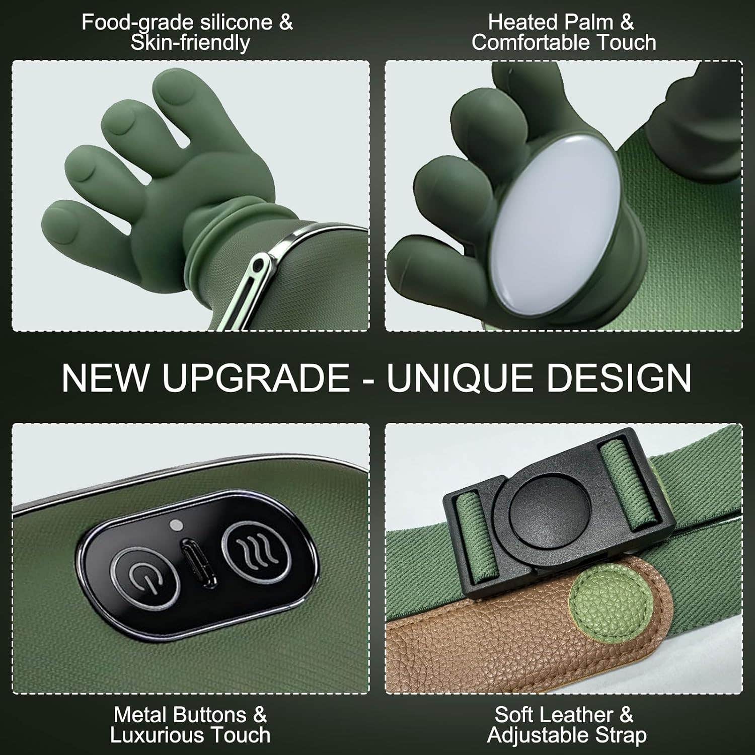 DrVibro Bionic Shiatsu Neck Massager with Heat - Green, Portable, Rechargeable