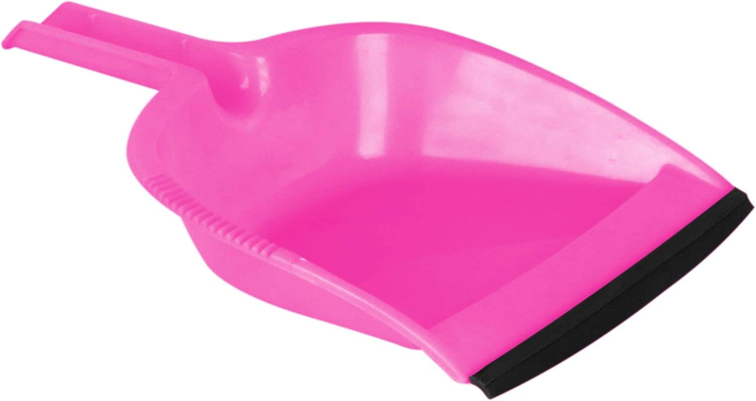 El Helal and Silver Star Fuschia Plastic Dustpan with Rubber Lip