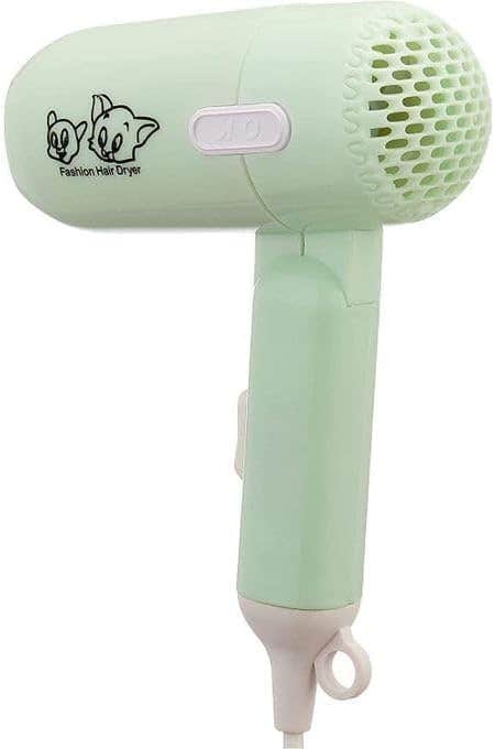 Generic Mini Travel Hair Dryer - 2 Speeds, White, Foldable, Multicolor