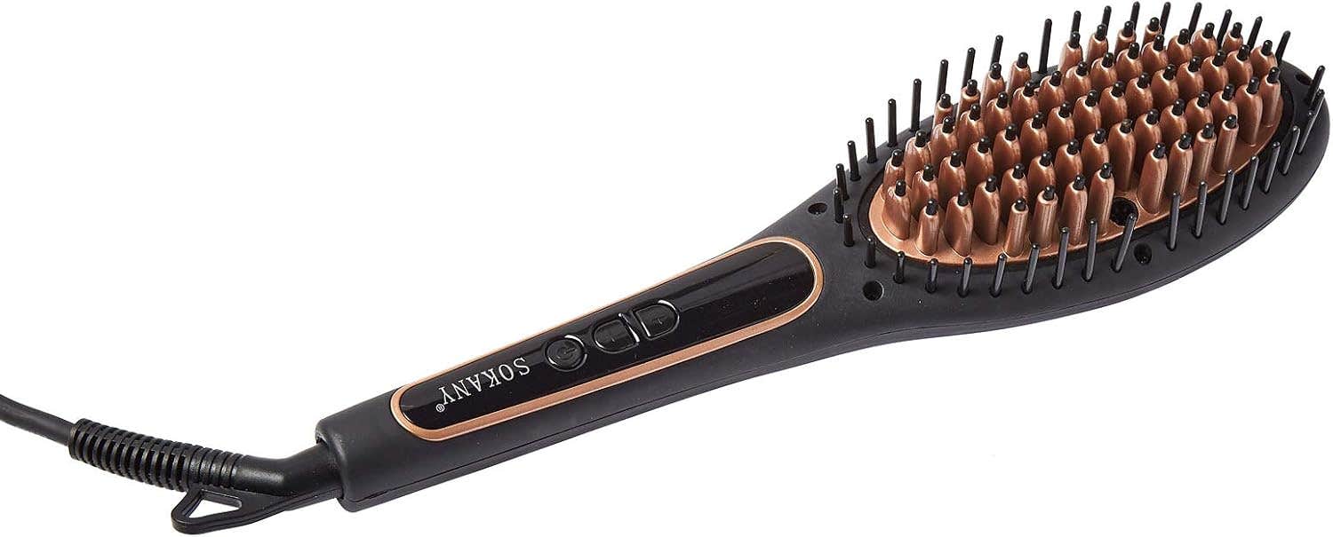 Sokany Ceramic Hair Straightening Brush - White, 750°F