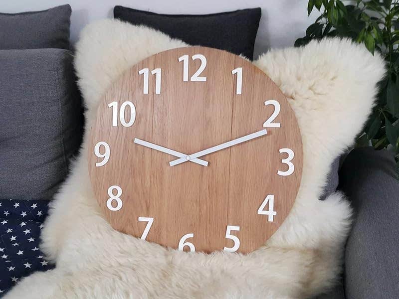Modern Brown Wooden Wall Clock - 40 cm Diameter