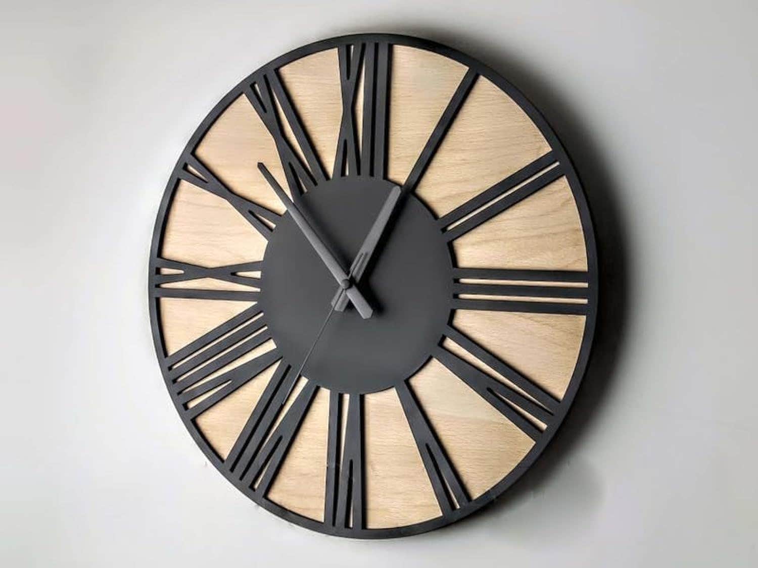 Home Gallery Modern Beige Wooden Wall Clock - 50 cm Diameter