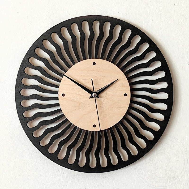 Home Gallery Modern Black Wooden Wall Clock 60 cm - Silent Clock