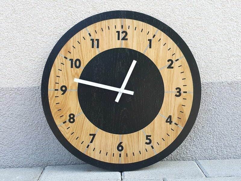 Modern Brown Tokio Wood Wall Clock - Silent, 40cm Diameter