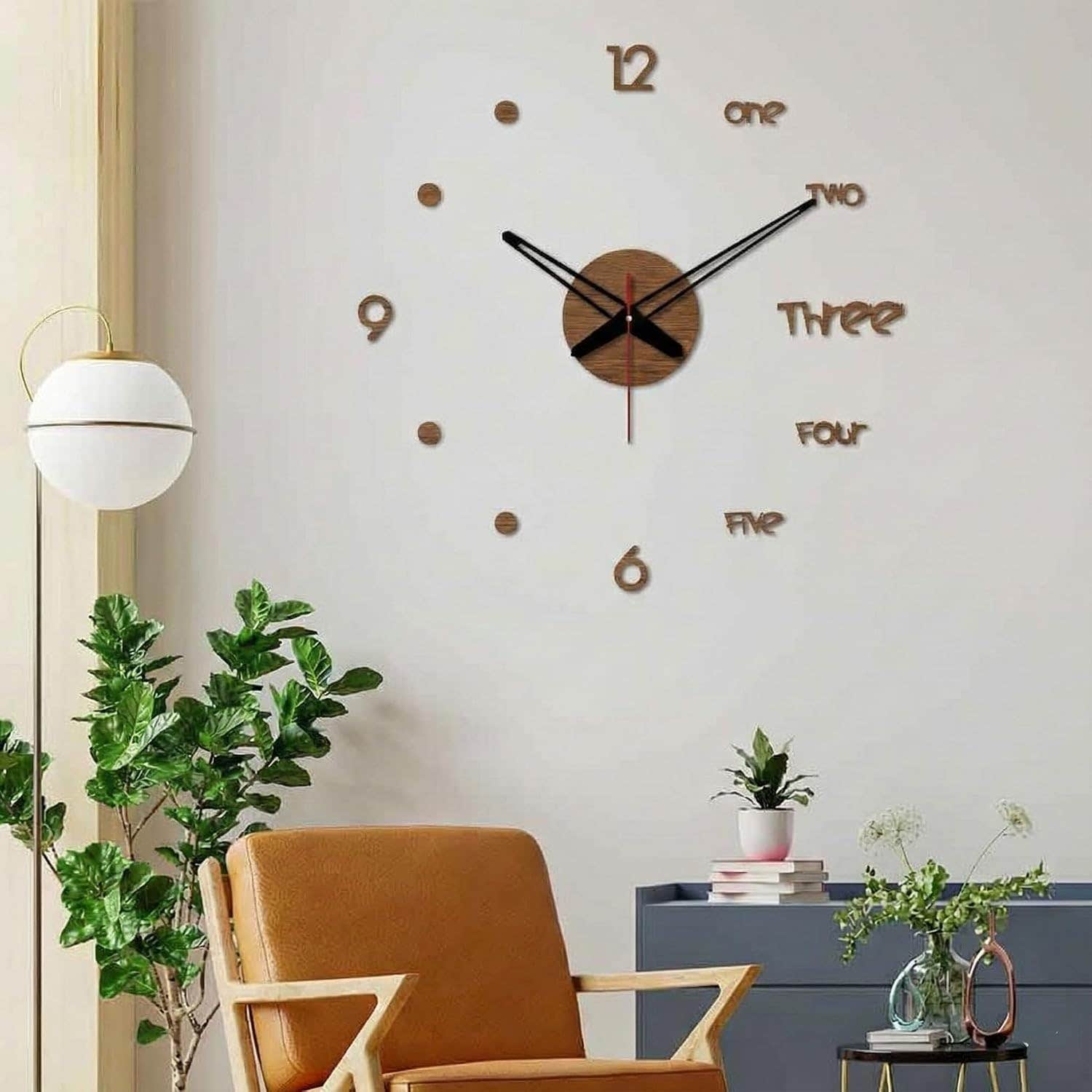 3D Infinity Brown Wood Wall Clock - 120 cm, Home Gallery