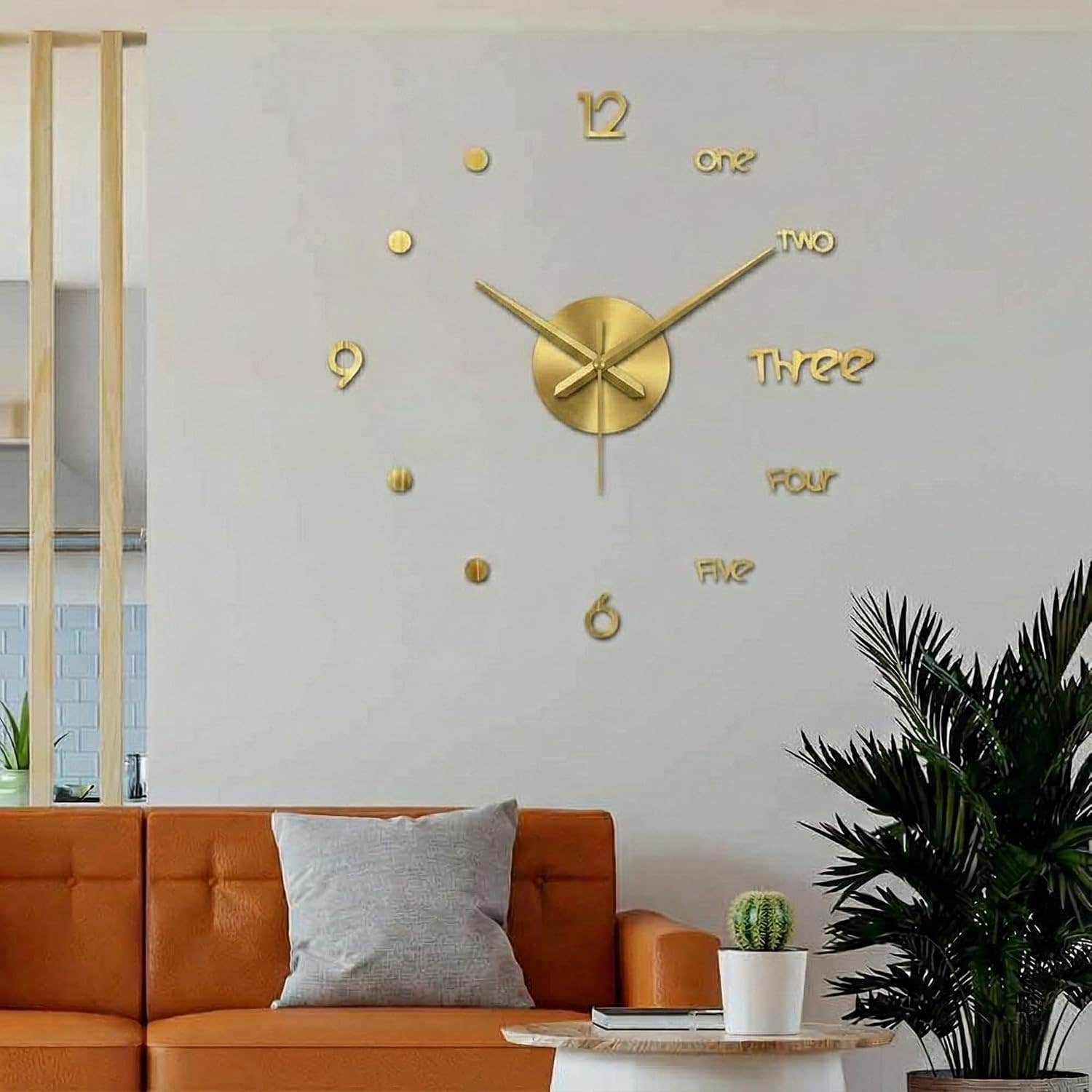 Home Gallery 3D Infinity Wall Clock - Gold Wood, 80 cm