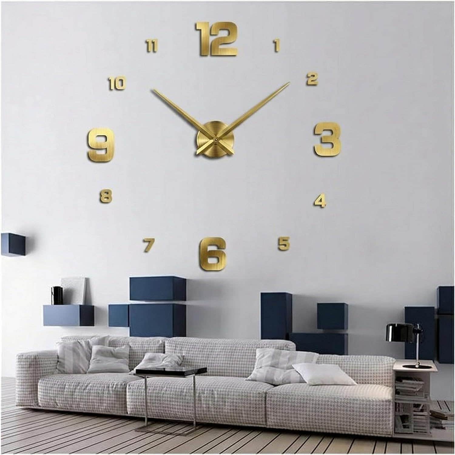 Home Gallery Modern Wood Wall Clock - Gold 80 cm - DIY Kit