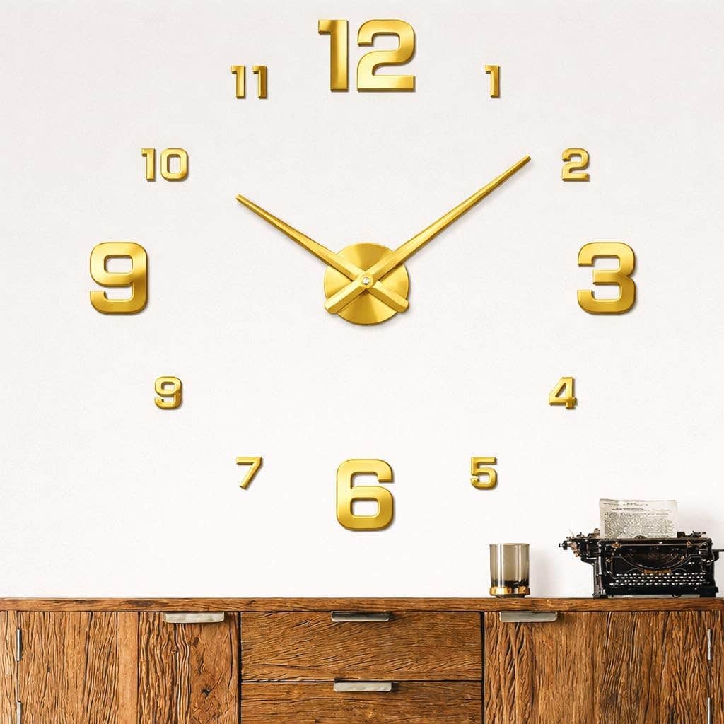 Modern DIY Large Gold Wall Clock - Wooden - 120 cm