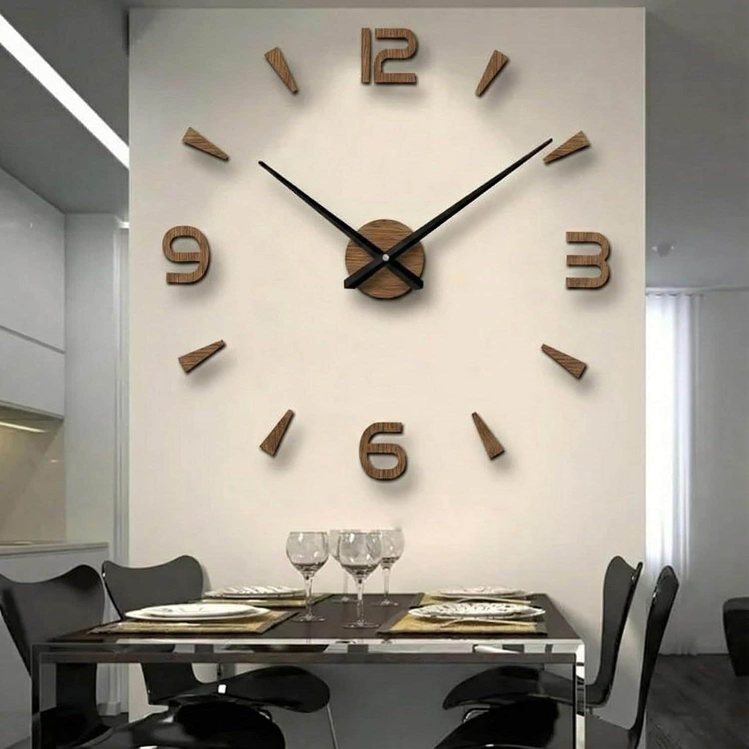 Large 3D Brown Wooden Wall Clock - Home Gallery - 120 cm