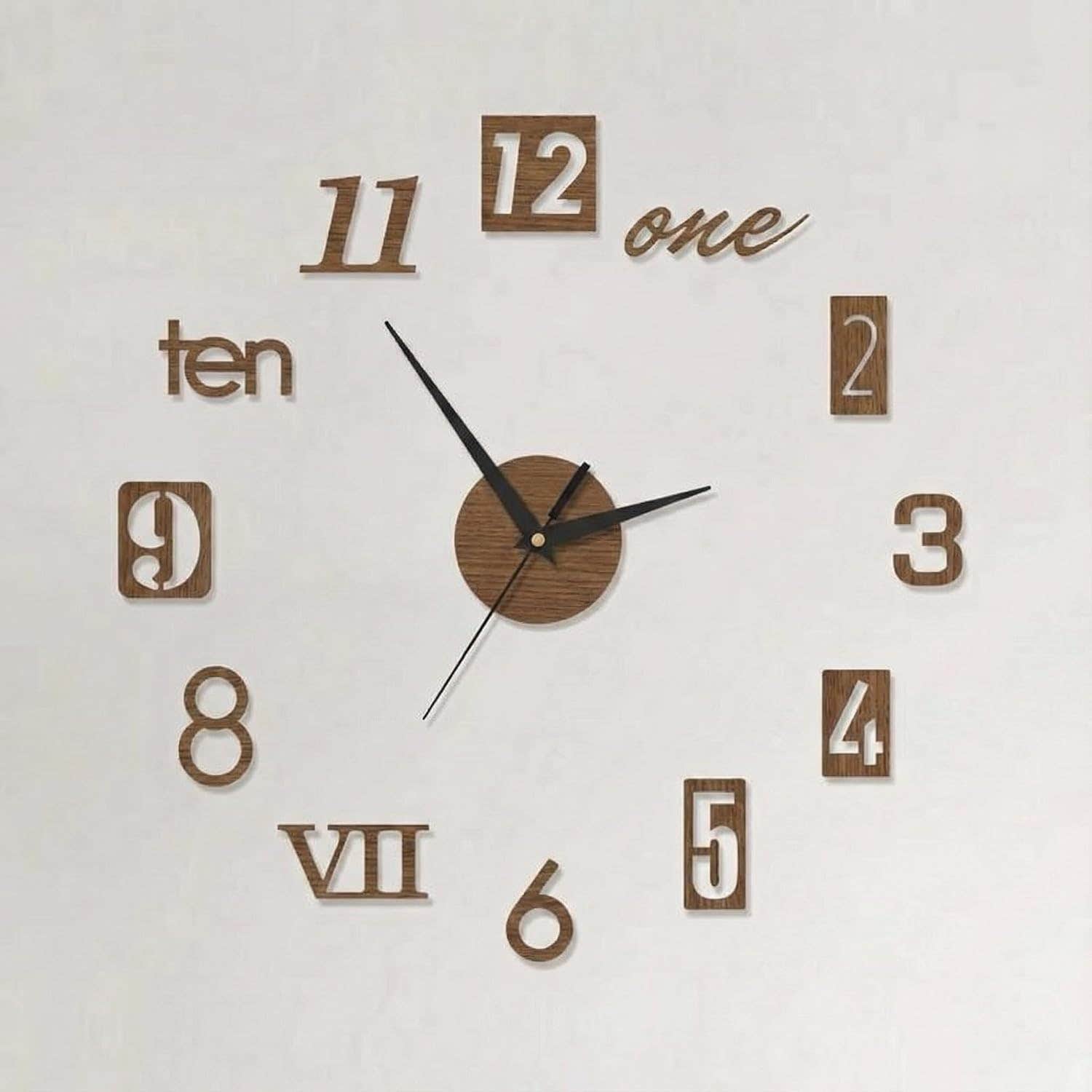 Home Gallery Modern Wood Wall Clock - Brown 80cm - DIY 3D Design