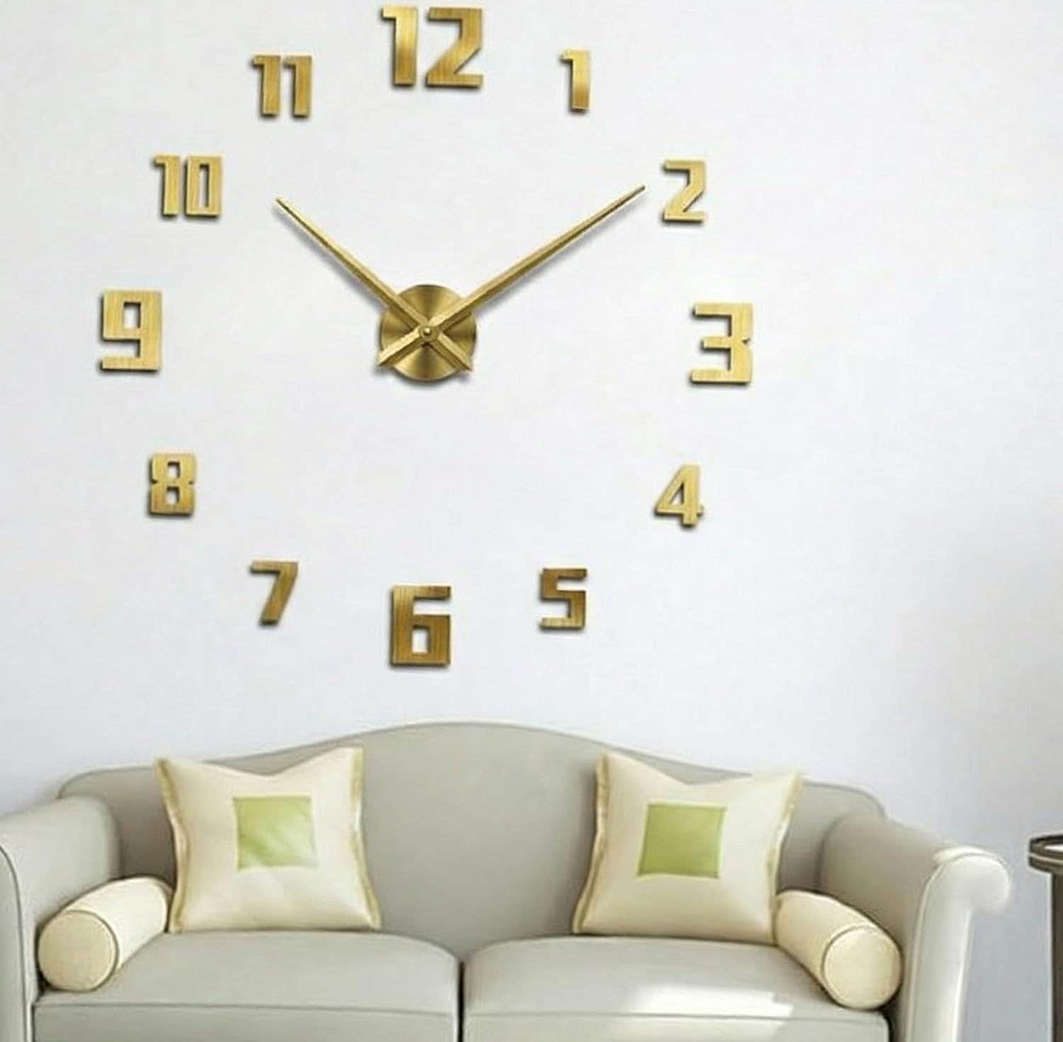Modern 3D Frameless Gold Wall Clock - Wood Material - 80 cm