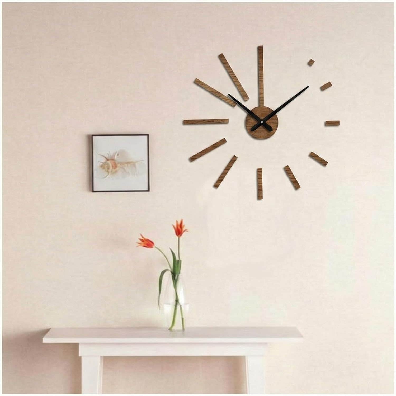 Modern Brown Wood Wall Clock - 80cm Diameter, Home Gallery Brand