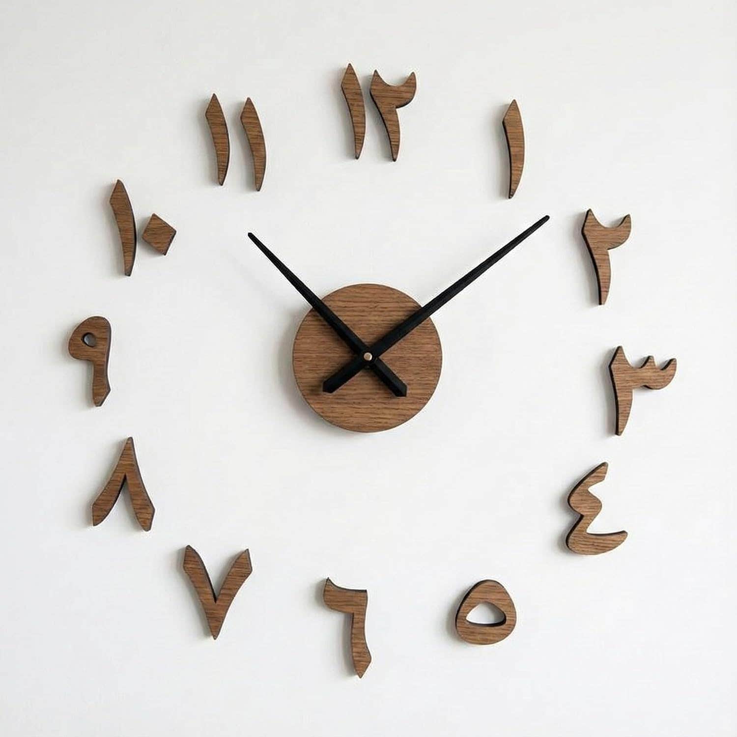 Modern 3D Wooden Wall Clock in Brown - 120 cm Wood Material
