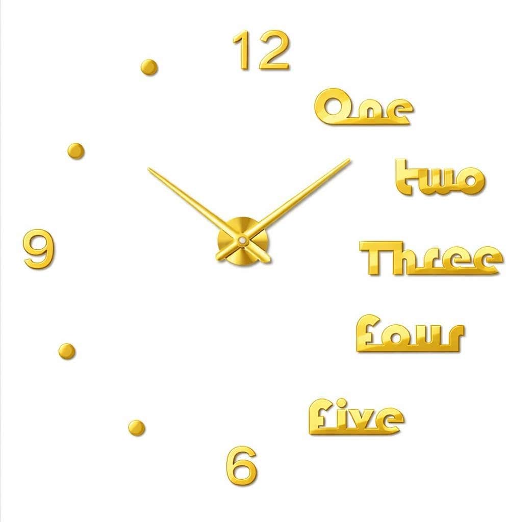Modern Gold 3D DIY Frameless Wall Clock - 80 cm