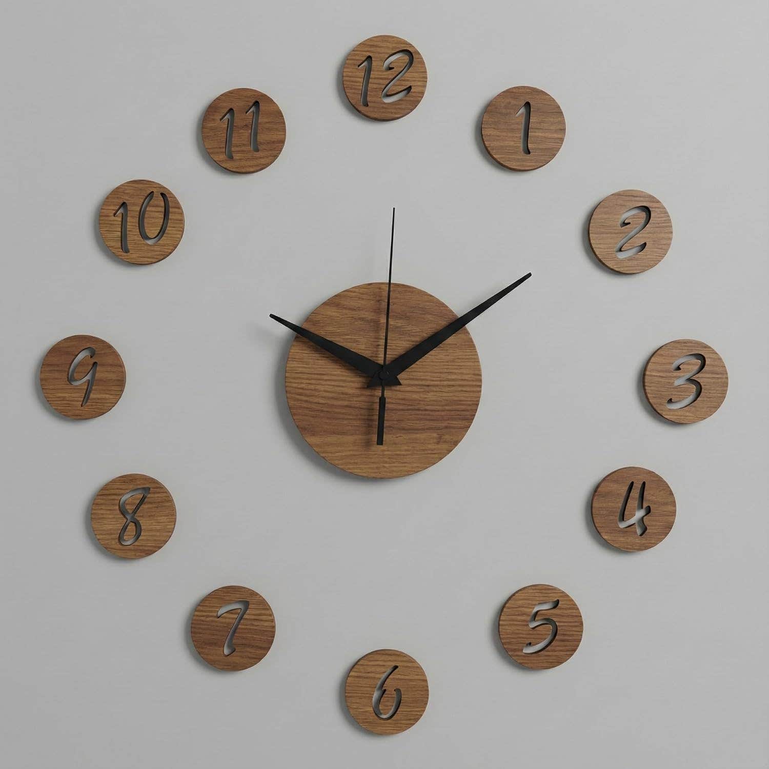 Modern 3D Brown Wood Wall Clock - 80cm Diameter
