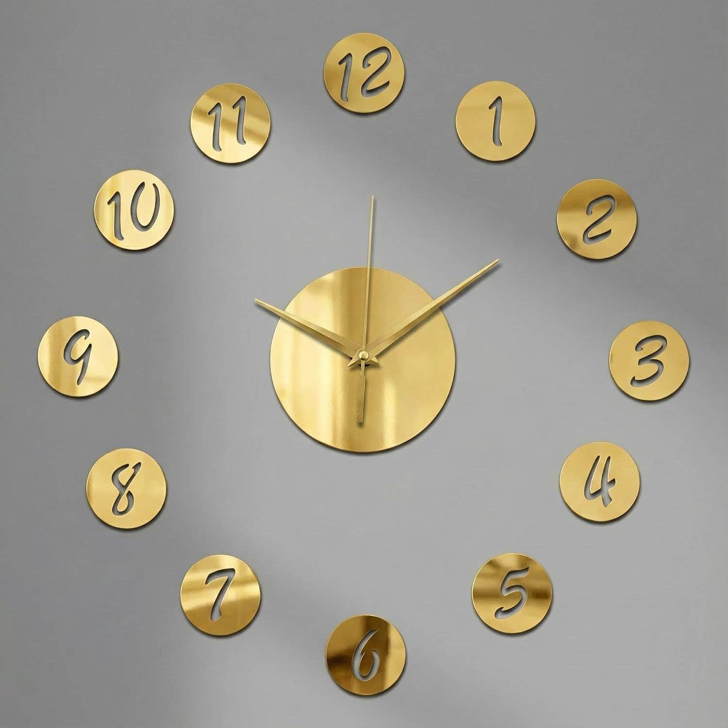 120 cm Round 3D Gold Wall Clock - Wood Material - Home Gallery