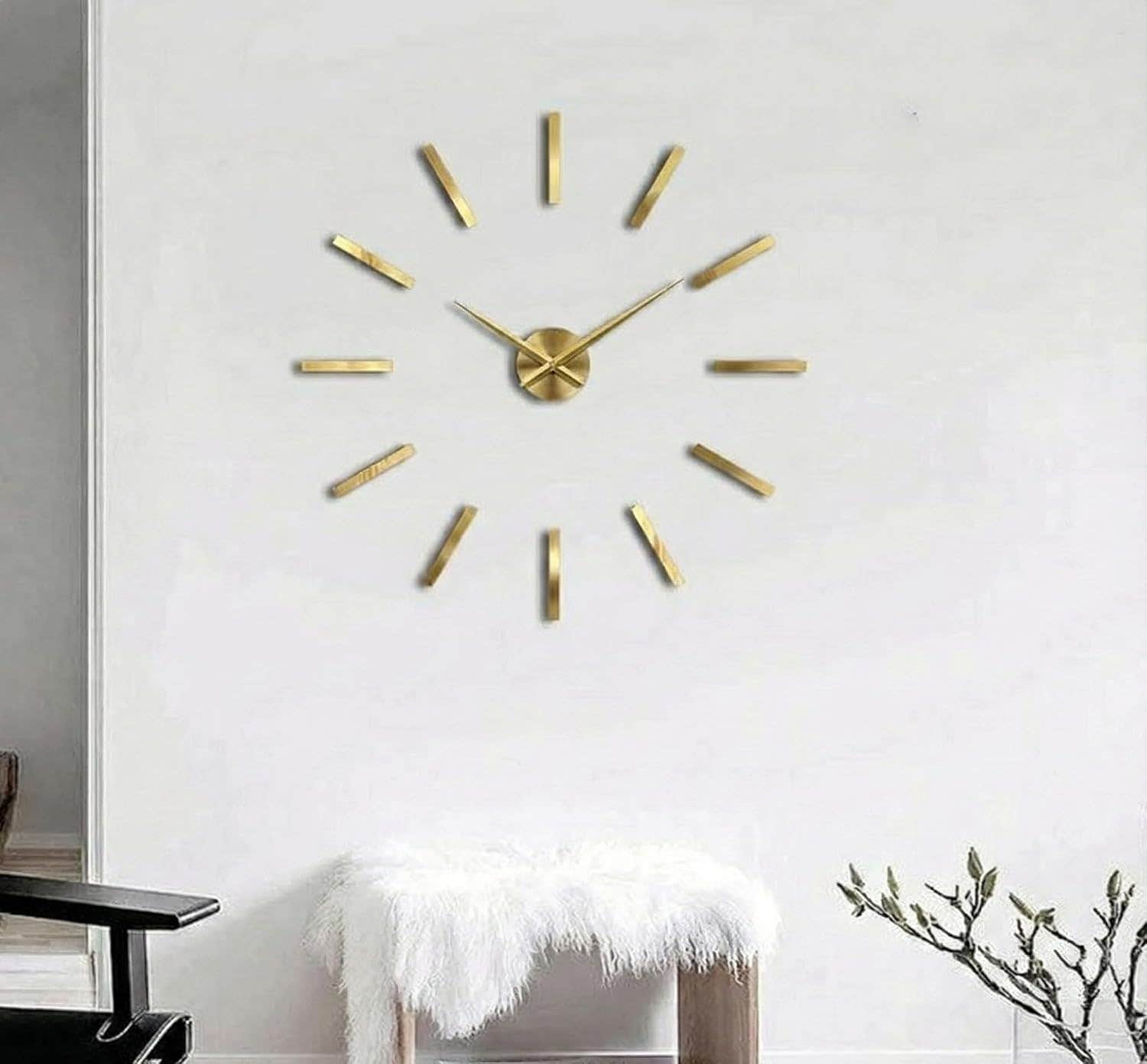 Home Gallery Rustic Wood Wall Clock - Gold, 80 cm