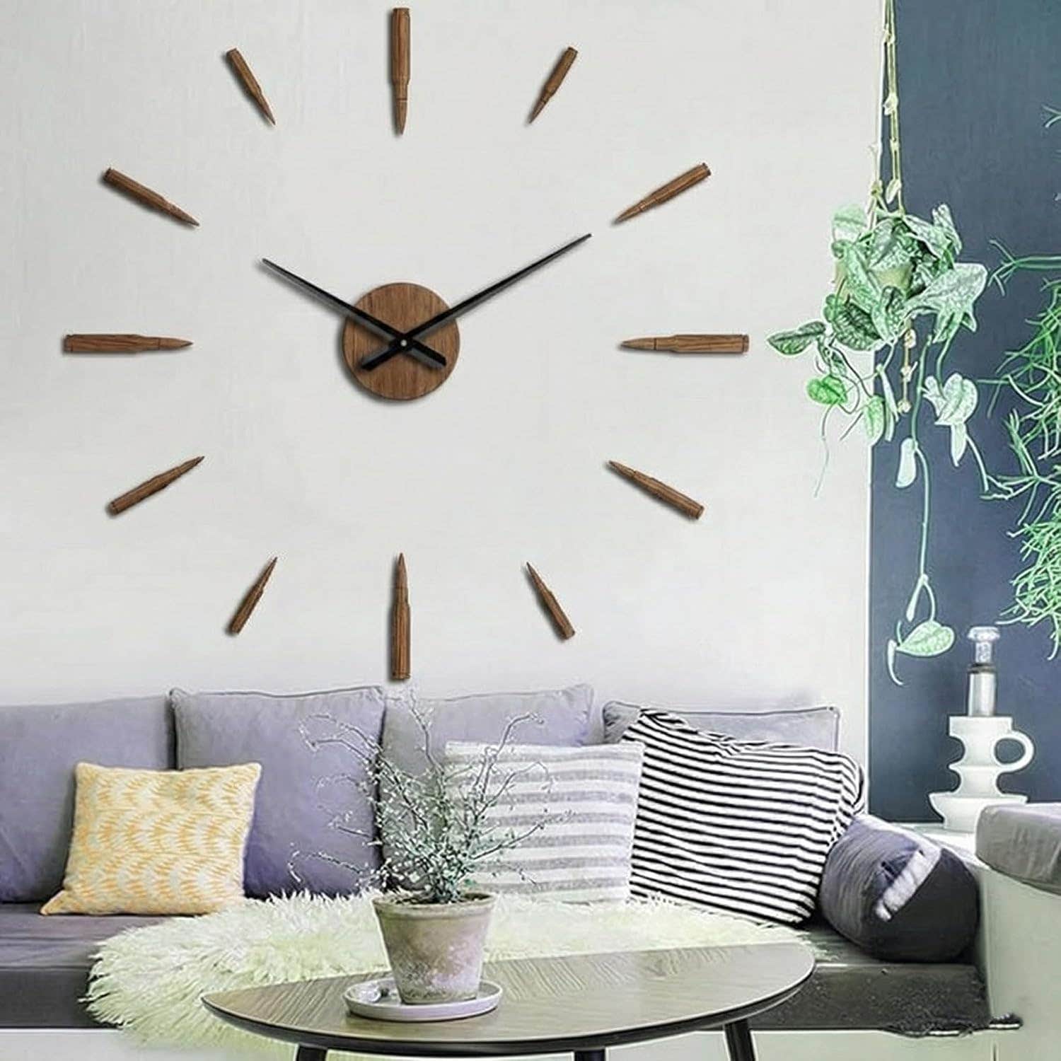 Modern 3D Brown Wood Wall Clock - 80cm Diameter