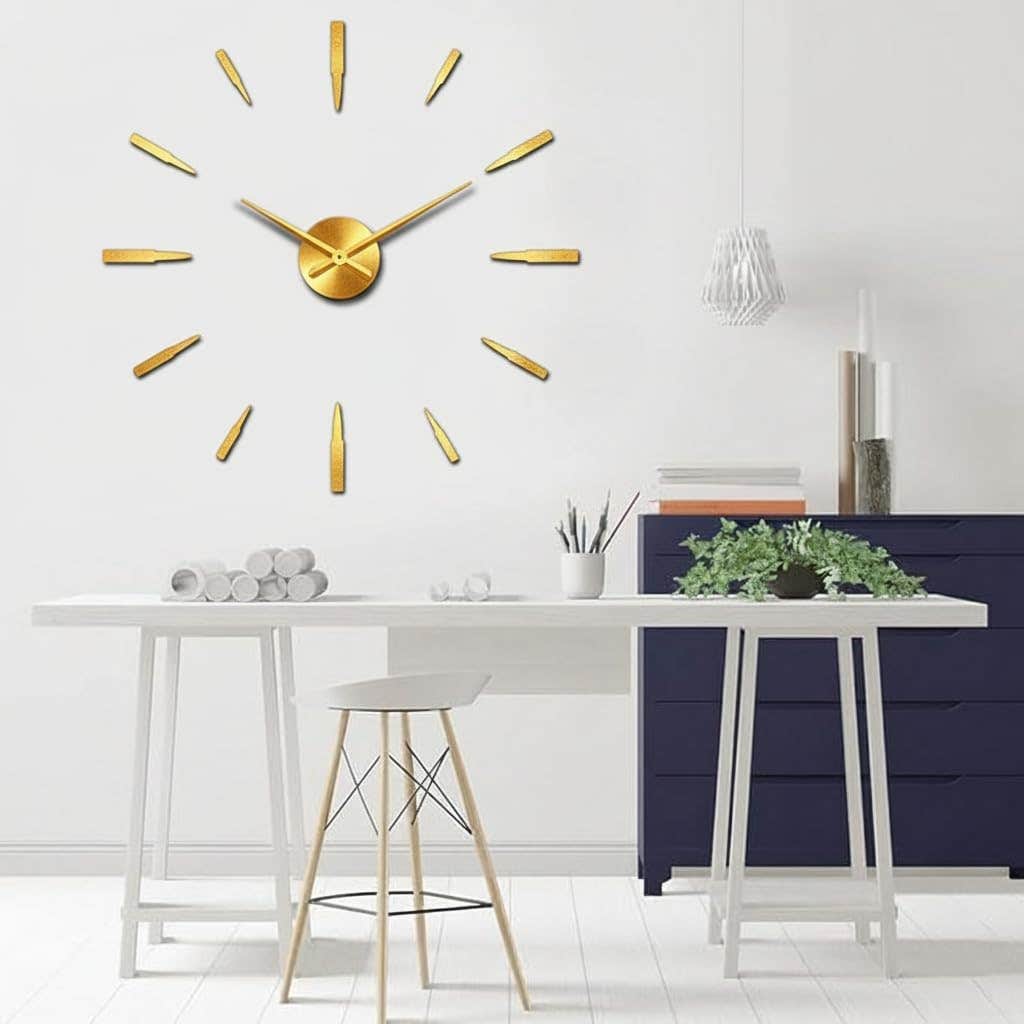 Modern 3D Gold Wood Wall Clock 80cm - Home Gallery Store