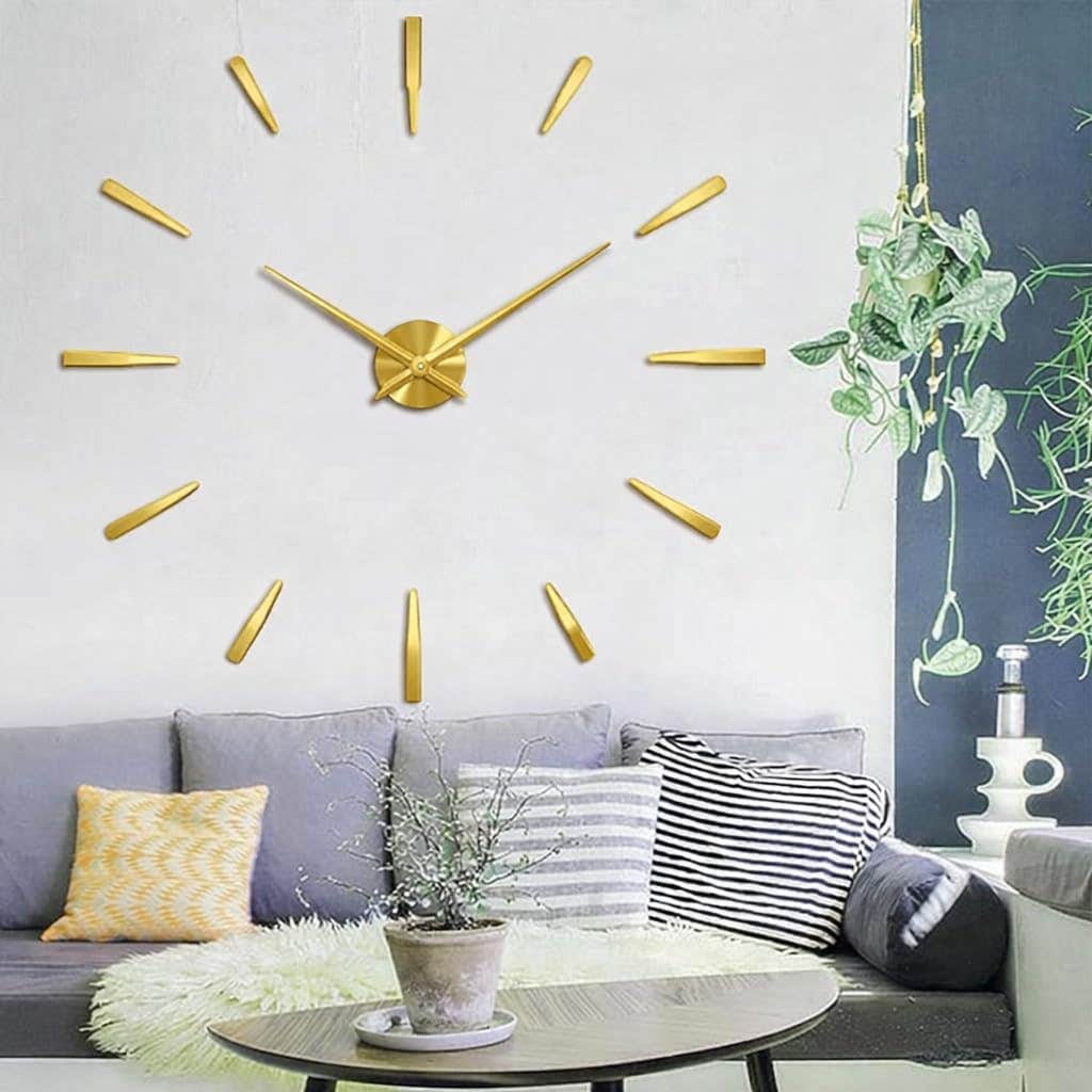 Modern Gold Wood Wall Clock - 120 cm Diameter - Home Gallery Brand
