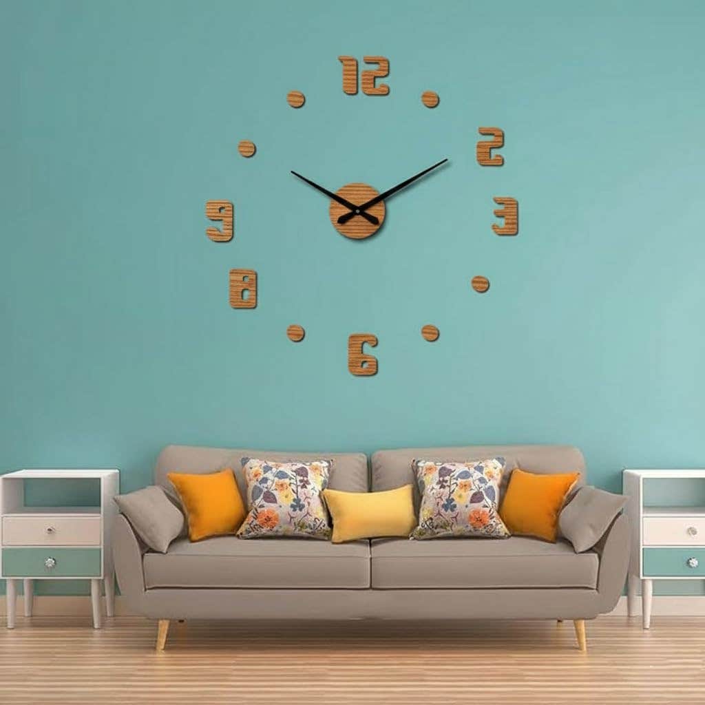 Modern Wood Brown Wall Clock | 120 cm Three-Dimensional Numerical Design