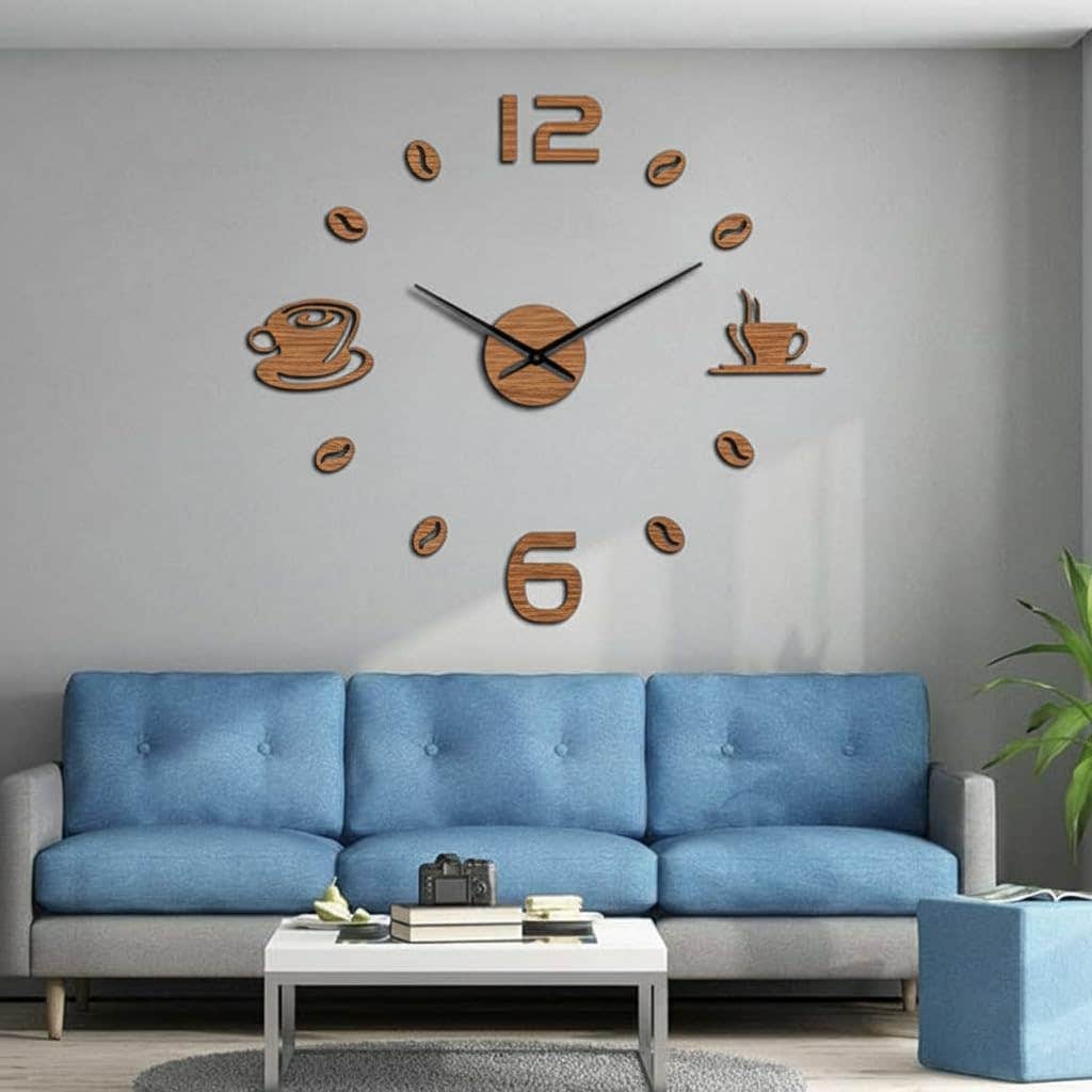 120cm Brown Wooden 3D Wall Clock - Home Gallery Store