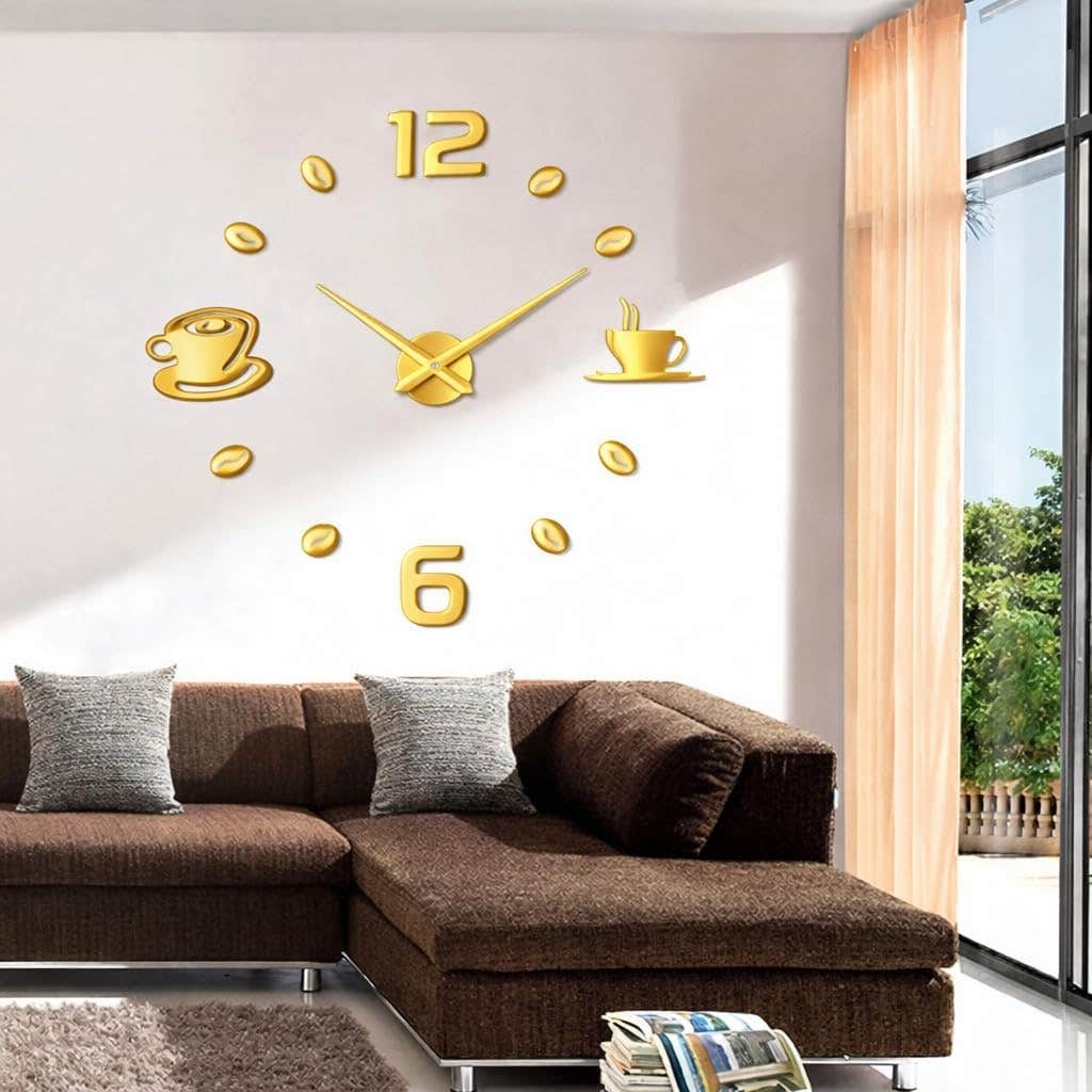 Modern 3D Gold Wood Wall Clock - 120 cm - Home Gallery - Showcase Your Style
