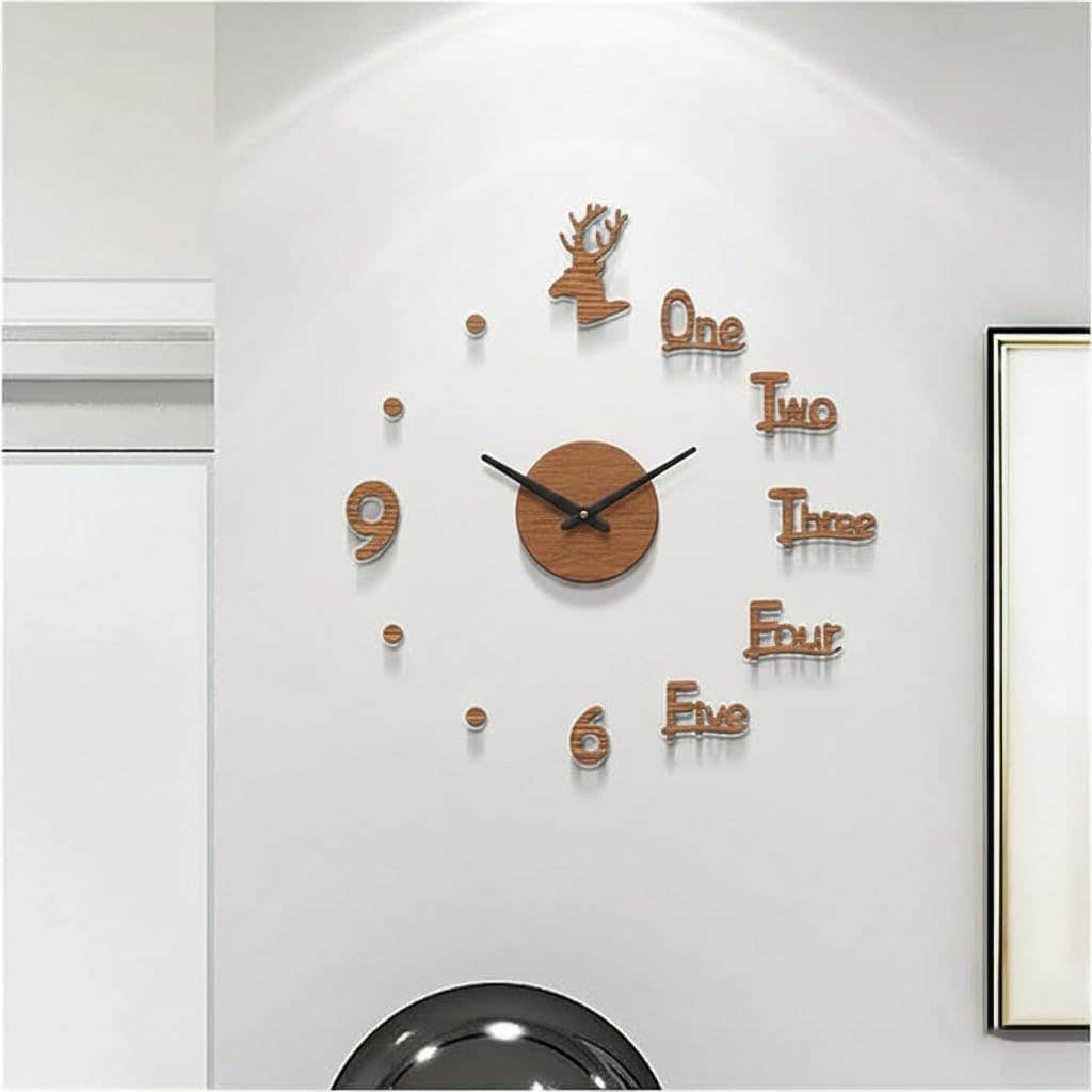 120cm Brown Wood Wall Clock with Dots - Home Gallery Store
