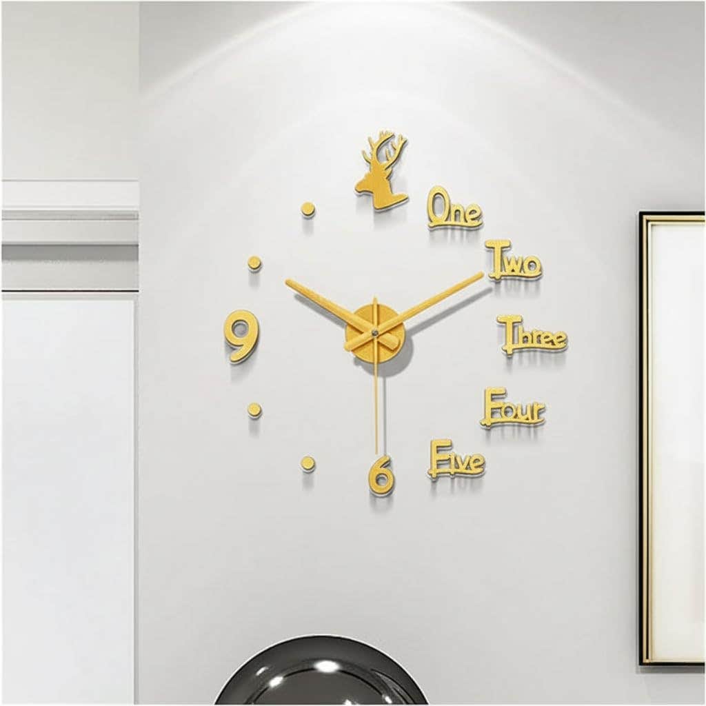120 cm Gold Wood Wall Clock - Modern Home Décor Piece