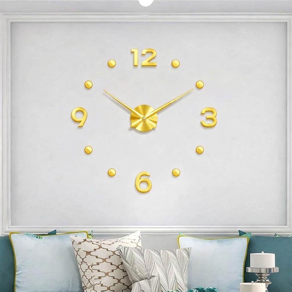 Modern 3D Wall Clock - Gold Wood - 80 cm - Home Gallery
