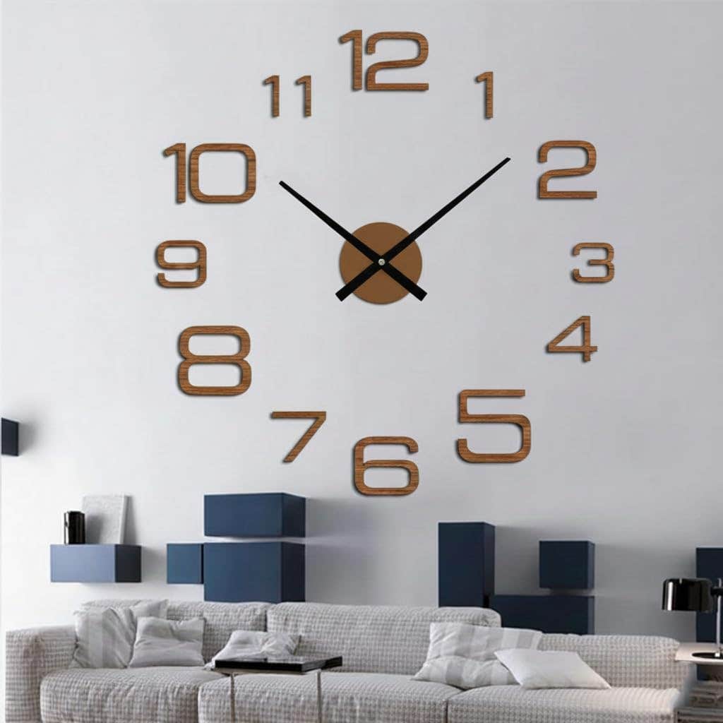 European Style Large Brown Wooden Wall Clock - 80cm