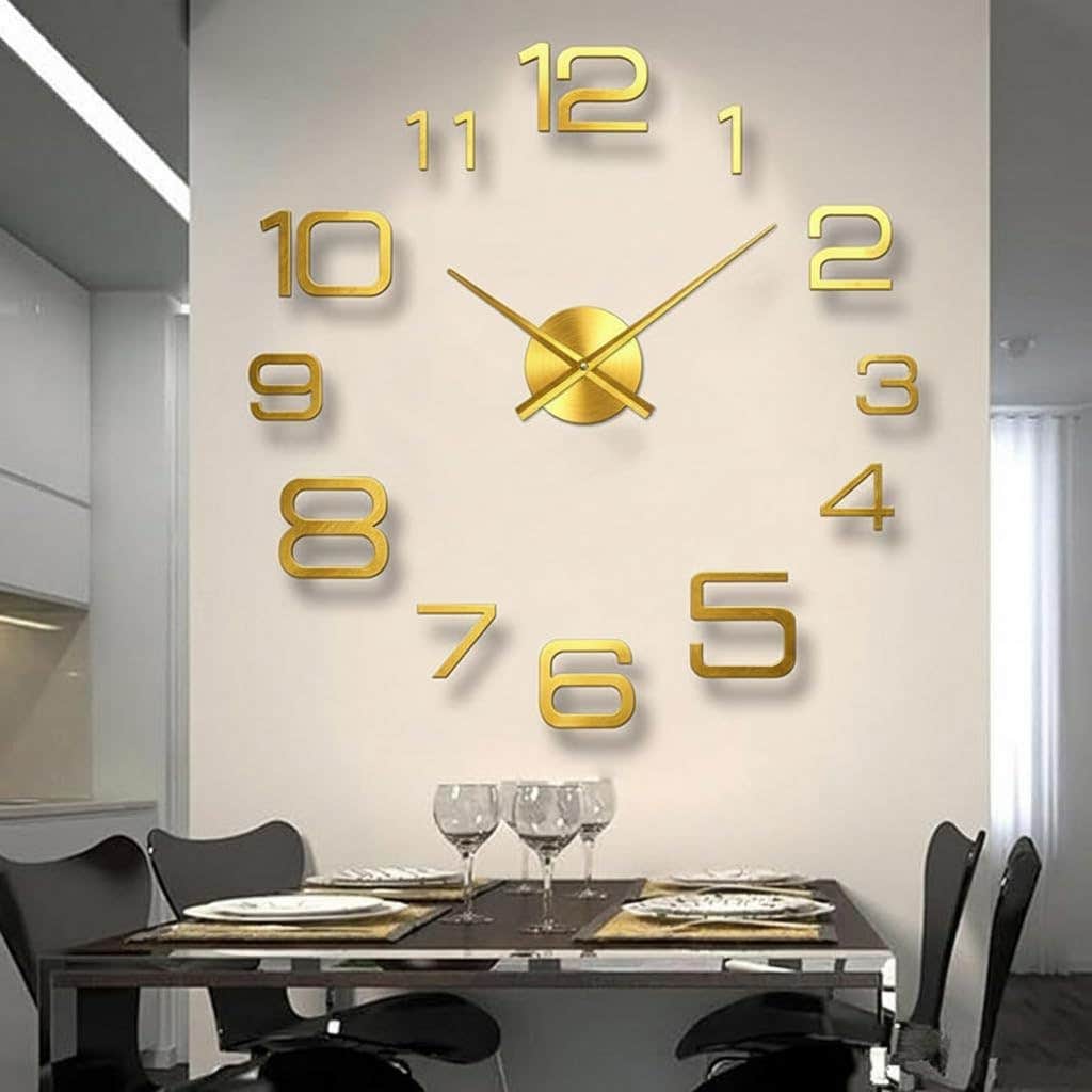 Large Gold European Style Wood Wall Clock - 80 cm