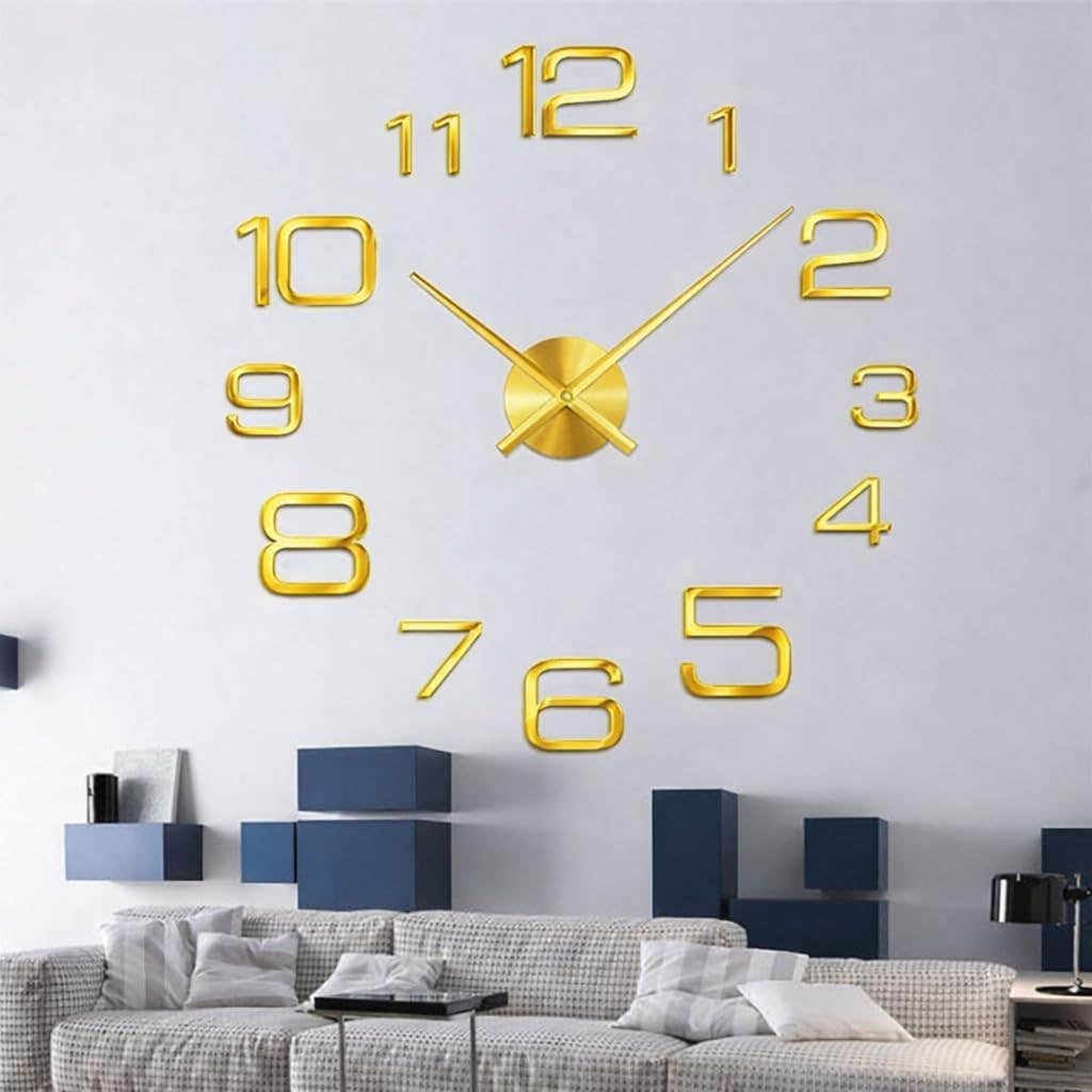 Large European Style Gold Wall Clock - Wood Material - 120 cm