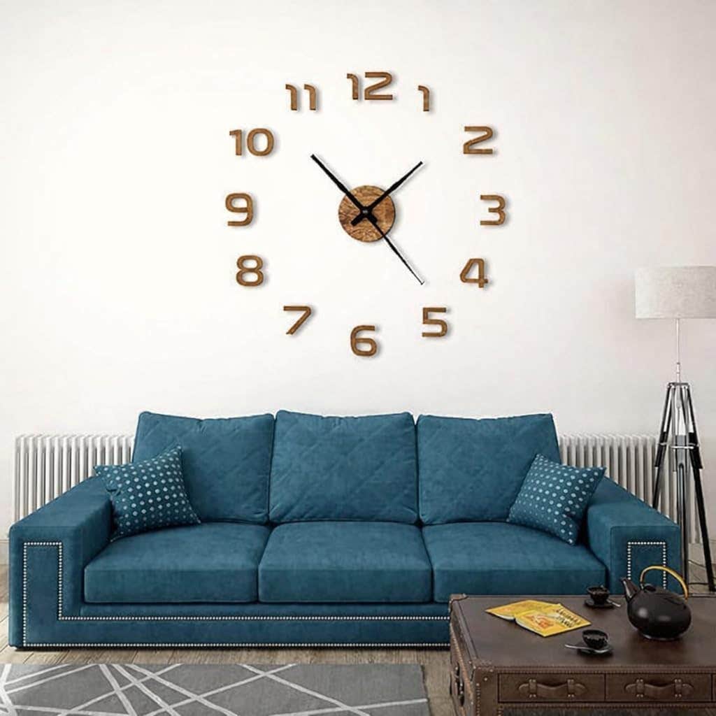 120cm Classical Brown Wood 3D Wall Clock - Home Gallery