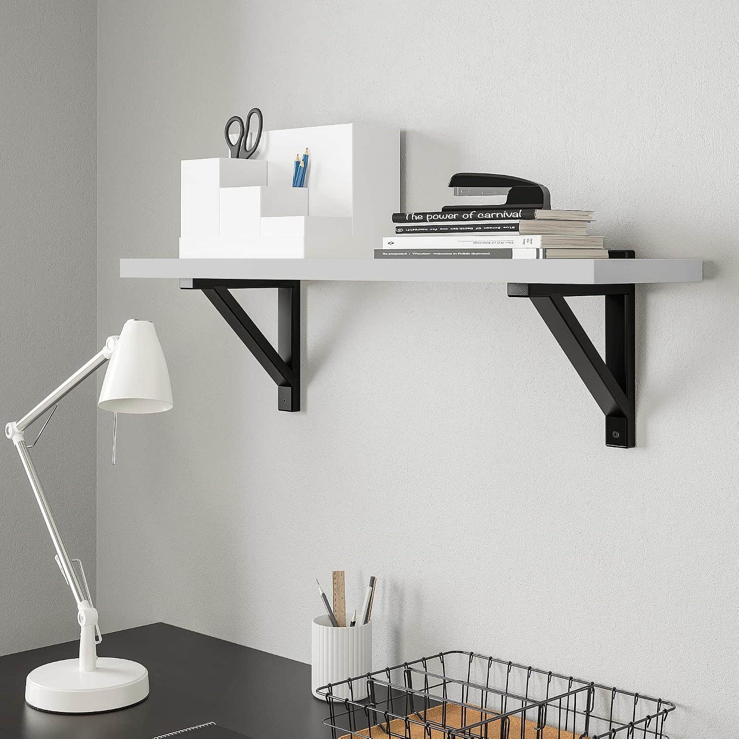 Home Gallery Engineered Wood Wall Shelf - 32x60x32 cm, Gray
