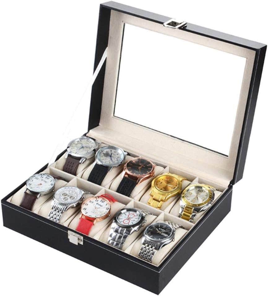 12 Slots Grid Watch Display Box Jewelry Storage Organizer Case