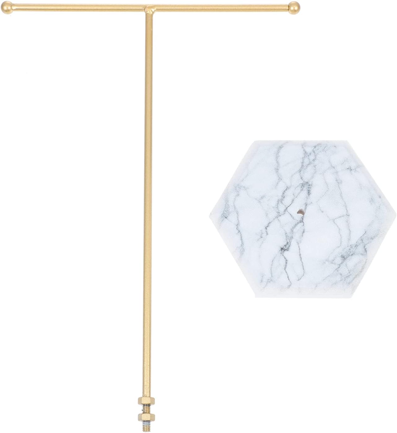 Iron Hanging Jewelry Organizer Stand with Marble Base - White