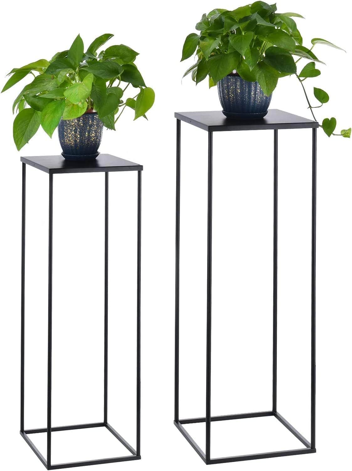 Black Metal Plant Stand Set of 2 - Indoor Flower Stands