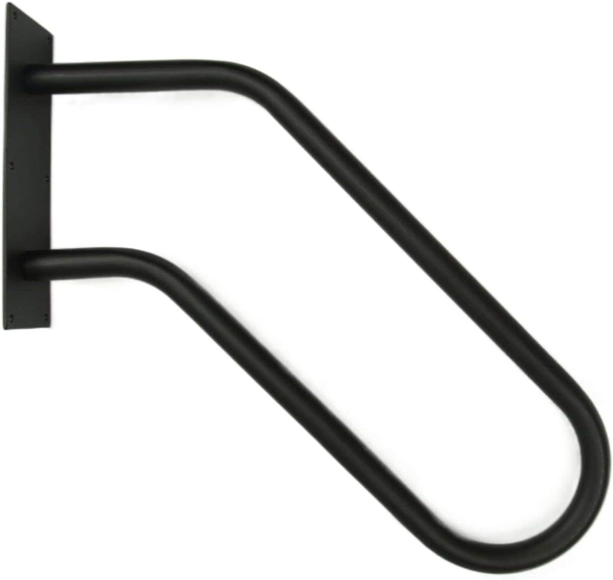 Wall Mounted U-Shaped Handrail for 1-3 Steps, Black Coated Metal, 8“+18" Length