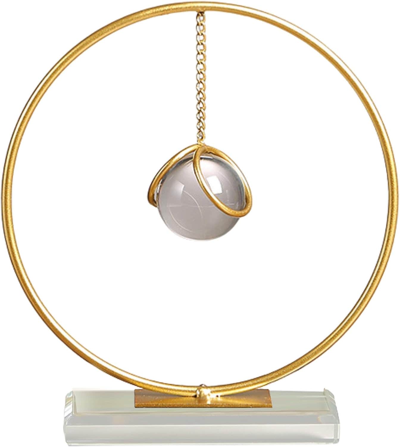 Luxurious Crystal Ball Pendant with Gold Metal Stand - Modern Glass Art