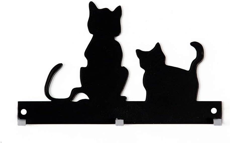Wall Mount Key Holder with 3 Hooks | Rust-Resistant Black Metal | Entryway Home Decor