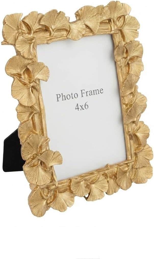 Luxury Antique Golden Ginkgo Leaf Resin Photo Frame - 4x6 Size
