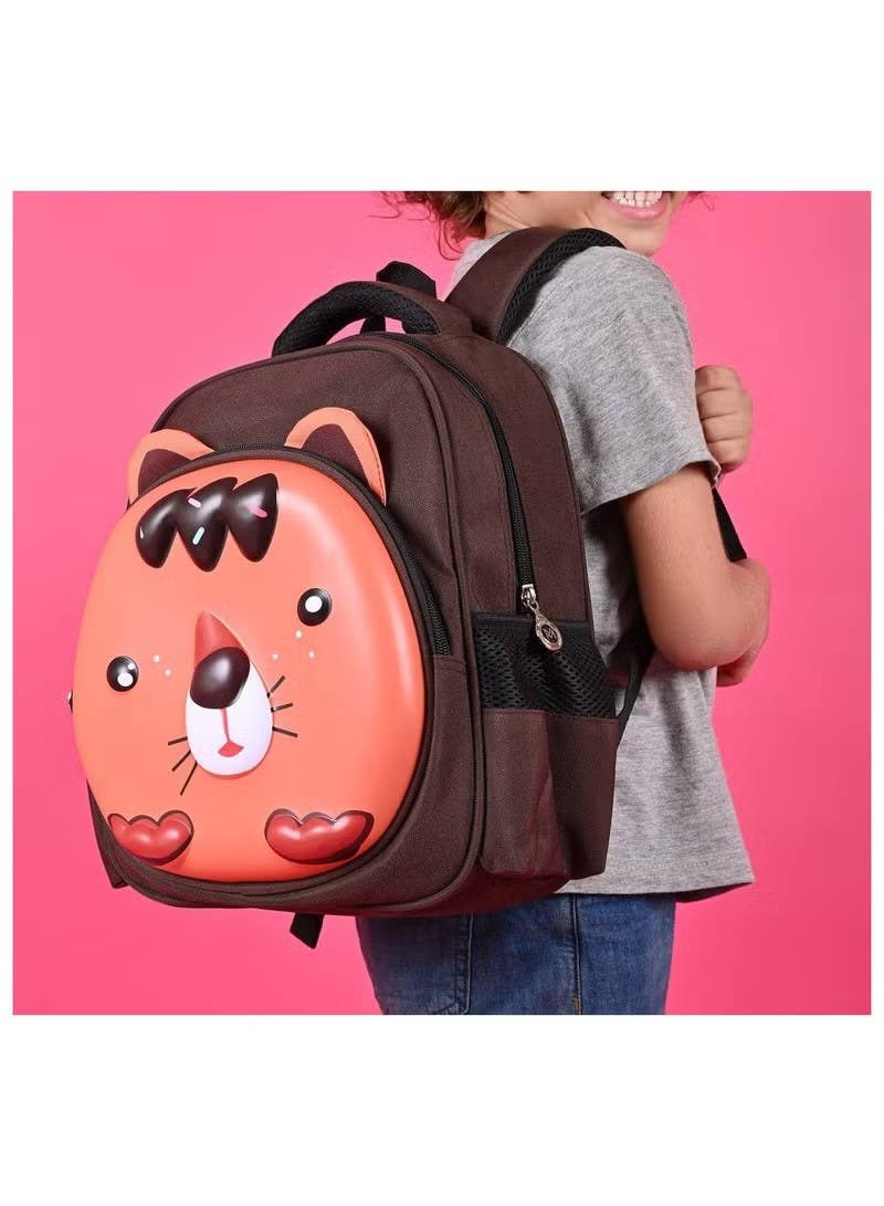 Cute Brown Lion Shaped 3D School Backpack - BSK-001