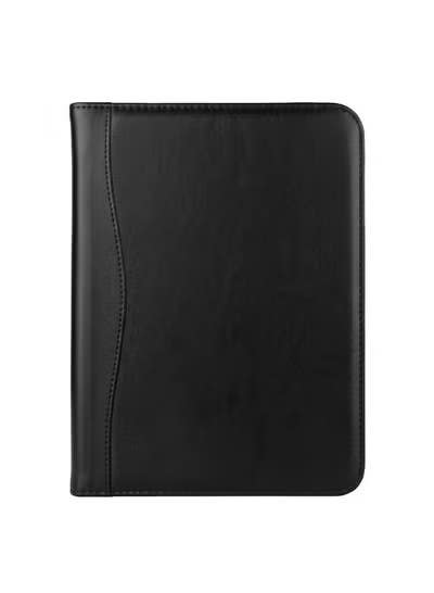 Men's Black Portfolio Handbag with Zipper Closure - Elegant and Practical