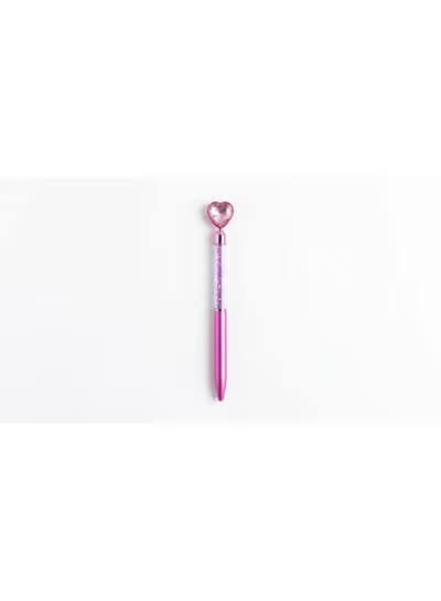 Heart-Shaped Elegant Blue Ink Ballpoint Pen - Fuchsia