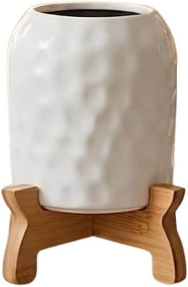 Wood and Porcelain Spoon Holder Stand - Elegant Kitchen Organizer