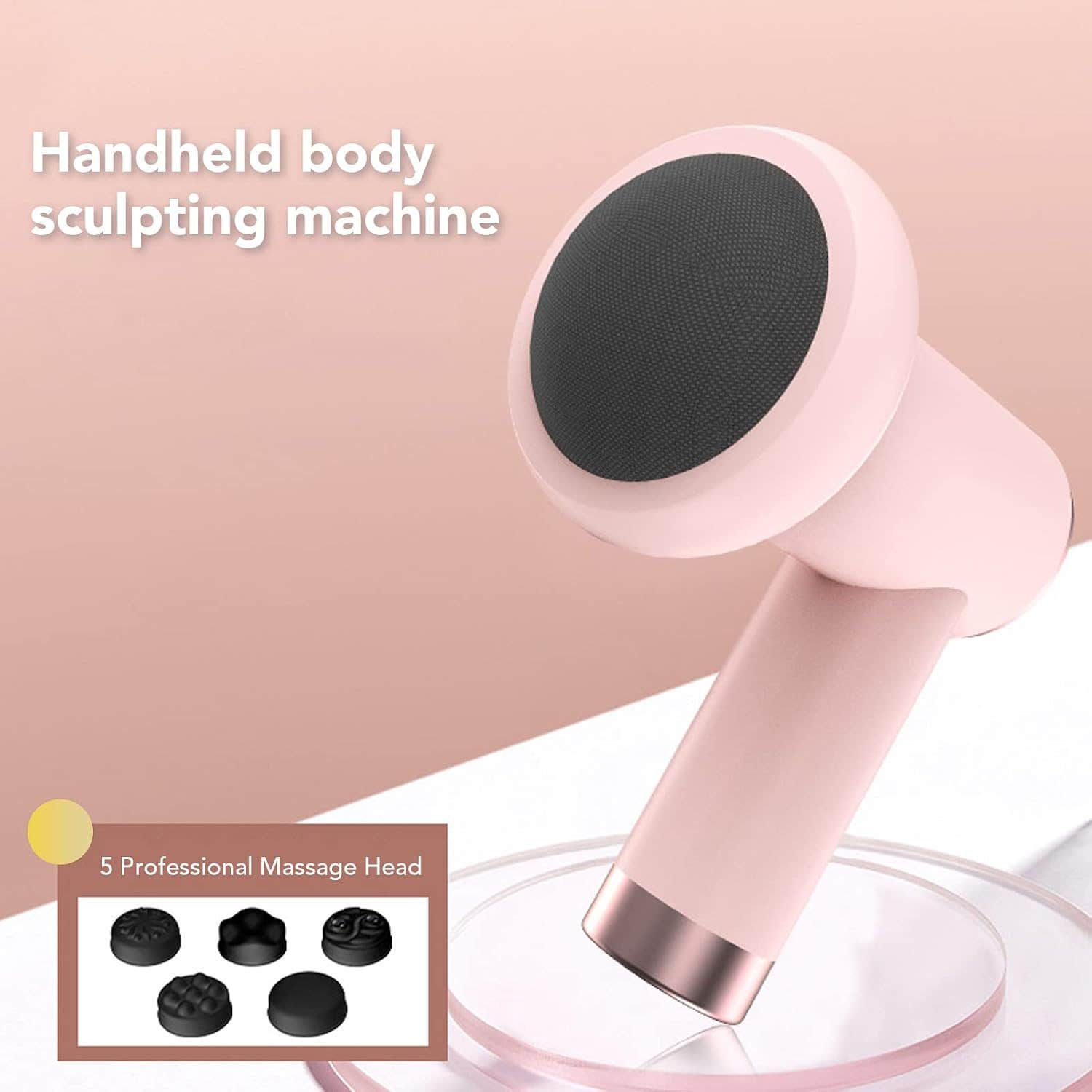 Dioche Body Sculpting Wireless Massager - 6 Levels Vibration, 5 Massage Heads - Pink